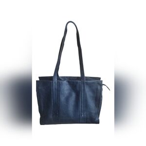 American Leather Co. Black Elegant Leather Shopper Bag Tote Bag Handbag